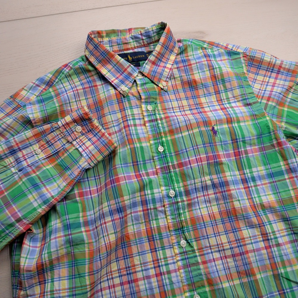 Ralph Lauren Shirt Mens XL Slim Fit Plaid Button Down Multi Color Long Sleeve